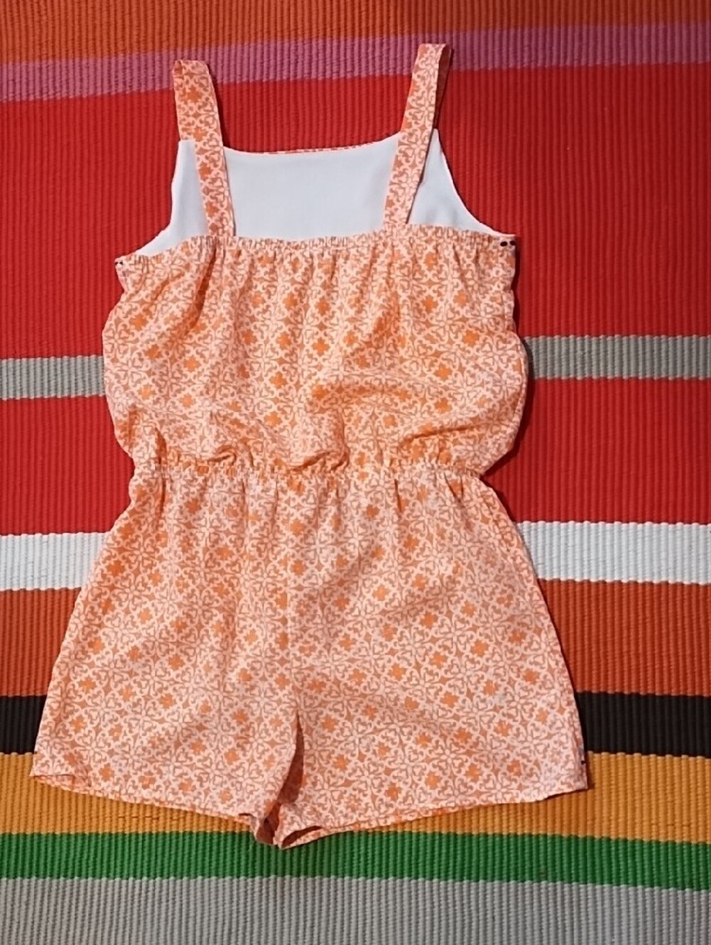 My Michelle Orange Printed Spaghetti-Strap Dress with Blue Accents Girl's Large. - Picture 8 of 11